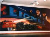 A customers Train mural airbrushed and painted by Illusions Custom Paint and Airbrush.